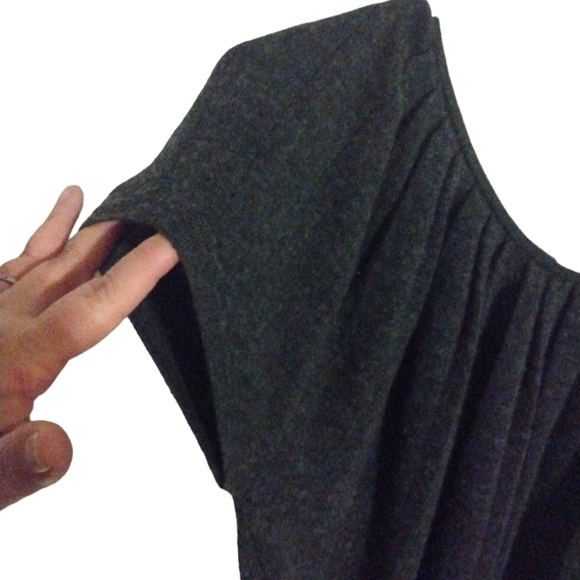 Merino Wool Blend Sweater Dress Ann Taylor Loft Gray Tie Belt Midi Minimalist XS - Picture 3 of 13